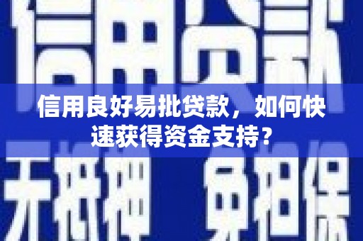 广灵信用良好易批贷款，如何快速获得资金支持？