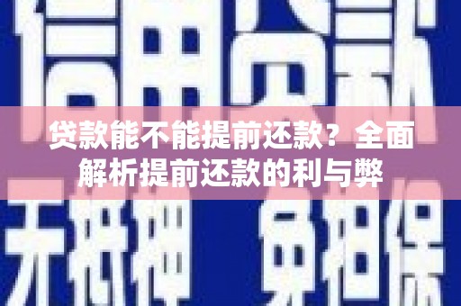 莱西贷款能不能提前还款？全面解析提前还款的利与弊