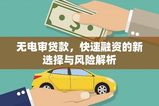 夏县无电审贷款，快速融资的新选择与风险解析